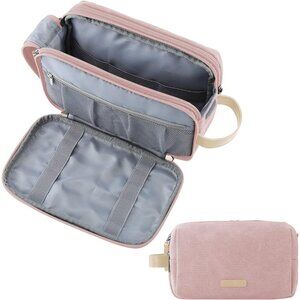 Women Toiletry Bag Water-Resistant Organizer Travel Cosmetic Dopp Kit Pink